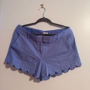 Blue Scalloped Hem Women's Shorts